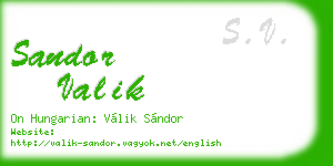 sandor valik business card